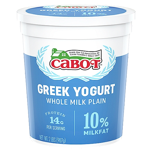 Cabot Whole Milk Plain Greek Yogurt, 2 lbs
No Artificial Growth Hormone
The FDA has stated that there is no significant difference between milk from rBST treated and untreated Cows.