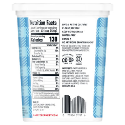 Cabot Low Fat Greek Yogurt Nutrition Facts Besto Blog