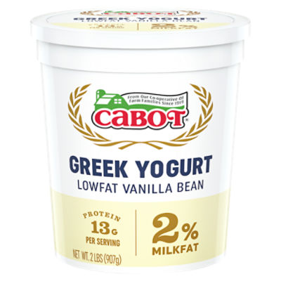 Cabot Lowfat Vanilla Bean Greek Yogurt, 2 lbs, 32 Ounce