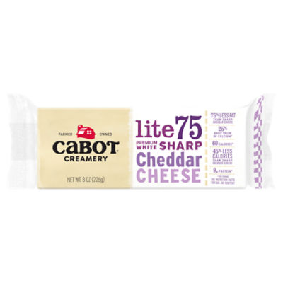 Cabot Creamery Lite 75 Premium White Sharp Cheddar Cheese, 8 oz