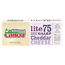 Cabot Creamery Lite 75 Premium White Sharp Cheddar Cheese, 8 oz