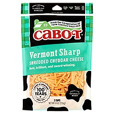 Cabot Vermont Sharp Yellow Cheddar Shreds, 8 Ounce
