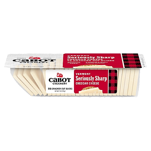 Cabot Seriously Sharp Cheddar Cracker Cuts, 7 oz
Complex, Wildly Intense Flavors Make for the Most Memorable of Cheddars.

No artificial Growth Hormone*
* The FDA has stated that there is no significant difference between milk from rBST treated and untreated cows.