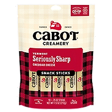 Cabot Creamery Vermont Seriously Sharp Cheddar Cheese Snack Sticks, 0.75, 10 count, 7.5 Ounce