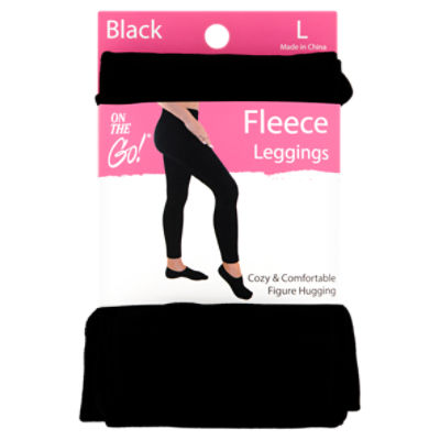 On the Go! Black Fleece Leggings, Size L, 1 pair, 1 Each