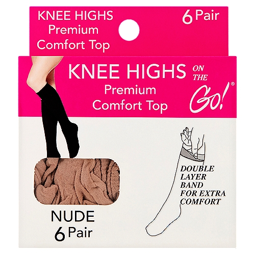 On the Go! Nude Premium Comfort Top Knee Highs, 6 pair
