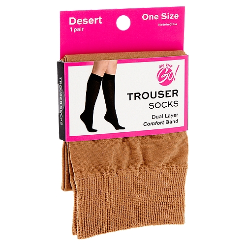 On the Go! Desert Trouser Socks, One Size, 1 pair