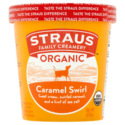 Straus Family Creamery Caramel Swirl Organic Super Premium Ice Cream, 1 pint