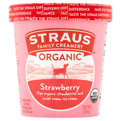 Straus Family Creamery Strawberry Organic Super Premium Ice Cream, 1 pint