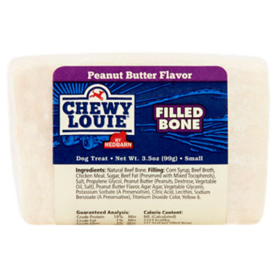 Chewy Louie by Redbarn Peanut Butter Flavor Filled Bone Dog Treat, Small, 3.5 oz