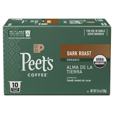 Peet's Coffee Organic Alma de la Tierra Dark Roast Coffee K-Cup Pods, 0.45 oz, 10 count