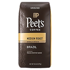 Peet's Coffee Brazil Single Origin Medium Roast Ground, Coffee, 10.5 Ounce