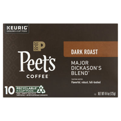 Peet's Coffee Major Dickason's Blend Dark Roast Coffee K-Cup Pods, 10 count, 4.4 oz