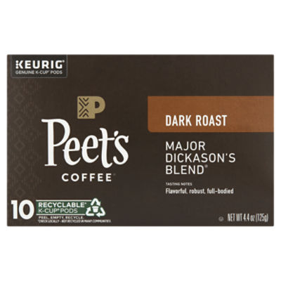 Peet's Coffee Major Dickason's Blend Dark Roast Coffee K-Cup Pods, 10 count, 4.4 oz, 4.4 Ounce