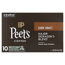 Peet's Coffee Major Dickason's Blend Dark Roast Coffee K-Cup Pods, 0.44 oz, 10 count