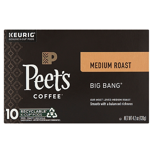 Peet's Coffee Big Bang Medium Roast K-Cup Pods, 0.42 oz, 10 count