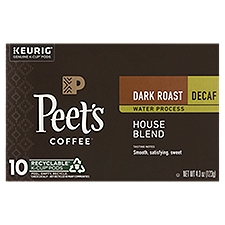 Peet's Coffee House Blend Dark Roast Decaf K-Cup Pods, 0.43 oz, 10 count