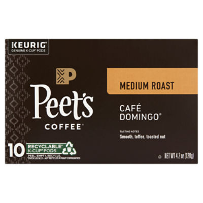 Peet's Coffee Café Domingo Medium Roast K-Cup Pods, 0.42 oz, 10 count