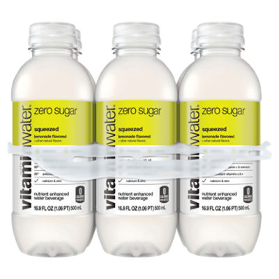 Glacéau Vitamin Water Zero Sugar Squeezed Bottles, 16.9 fl oz, 6 Pack