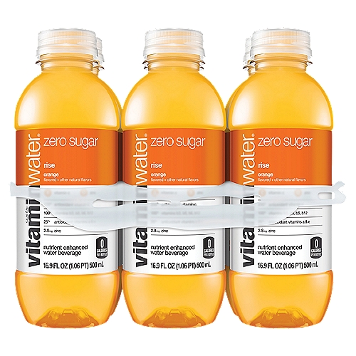 Vitaminwater Zero Sugar Rise Bottles, 16.9 fl oz, 6 Pack