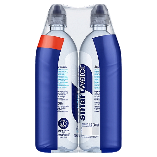 smartwater nutrient-enhanced water Bottles, 23.7 fl oz, 6 Pack