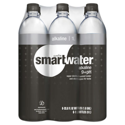smartwater alkaline Bottles, 33.8 fl oz, 6 Pack