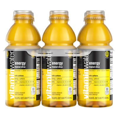 Vitaminwater Energy Tropical Citrus Nutrient Enhanced Water Beverage, 16.9 fl oz, 6 count