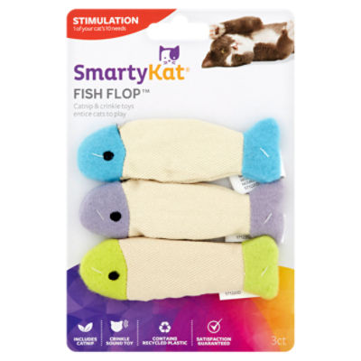 Smarty Kat Fish Flop Catnip & Crinkle Toys, 3 count