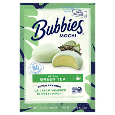 Bubbies Matcha Green Tea Mochi, 1.25 oz, 6 count, 7.5 Ounce