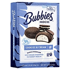 Bubbies Cookies & Cream Ice Cream Wrapped in Sweet Mochi, 1.25 oz, 6 count
