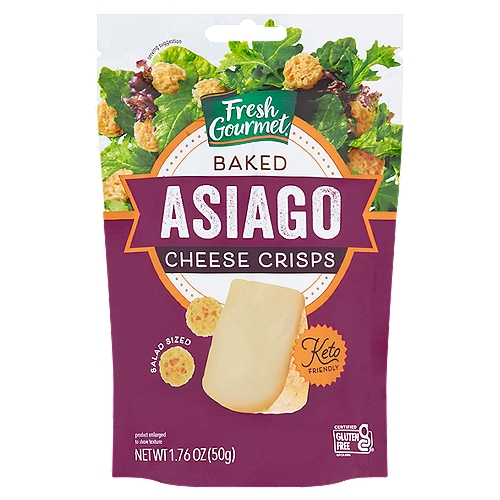 Fresh Gourmet Baked Asiago Cheese Crisps, 1.76 oz
Milk from cows not treated with rBST*
*Milk is obtained from cows that are not treated with rBST. No significant difference has been shown between milk derived from cows treated with synthetic bovine somatotropin and milk derived from untreated cows.