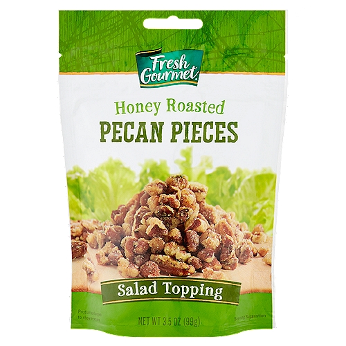 Fresh Gourmet Honey Roasted Pecan Pieces Salad Topping, 3.5 oz
Add crunch to salads and more with Honey Roasted Pecan Pieces
Toss with greens, pears and a zesty vinaigrette dressing
Use as a topping for oatmeal, yogurt or fruit salads