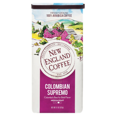 New England Coffee Colombian Supremo Medium Roast 100% Arabica Coffee, 11 oz