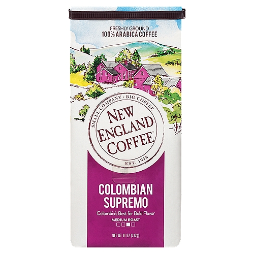 New England Coffee Colombian Supremo Medium Roast 100% Arabica Coffee, 11 oz