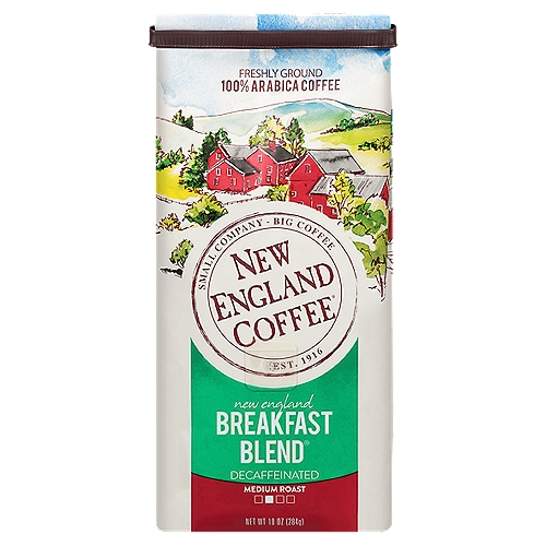 New England Coffee Breakfast Blend Decaffeinated Medium Roast 100% Arabica Coffee, 10 oz