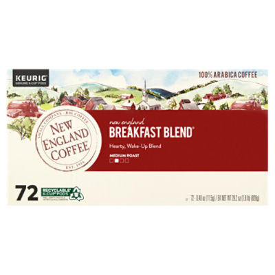 New England Coffee Breakfast Blend Medium Roast Coffee K-Cup Pods, 0.40 oz, 72 count