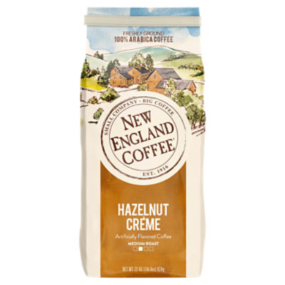 New England Coffee Hazelnut Crème Medium Roast Artificially Flavored Coffee, 22 oz