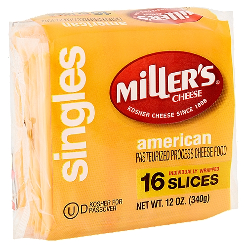 Miller's Singles Yellow American Cheese, 16 count, 12 oz