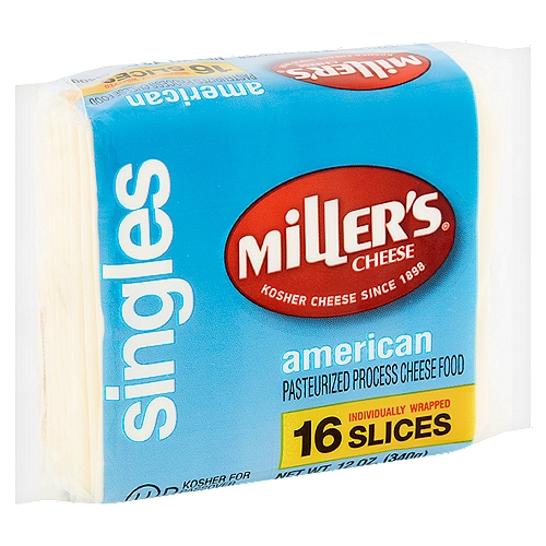 Miller's Singles White American Cheese, 16 count, 12 oz
