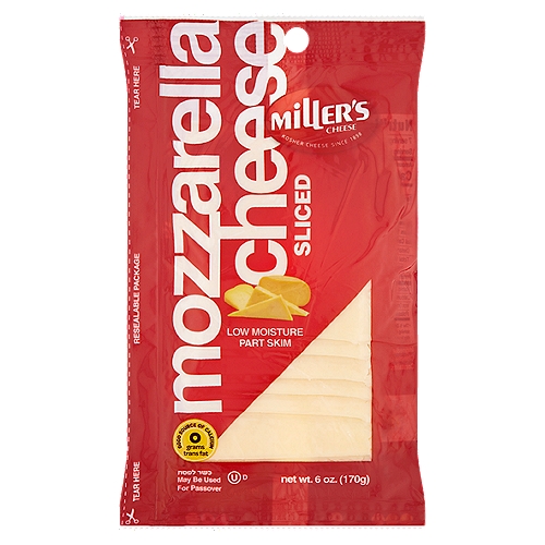 Miller's Sliced Mozzarella Cheese, 6 oz