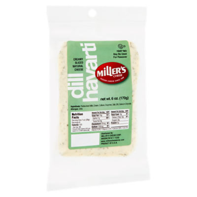 Miller's Cheese Dill Havarti Creamy Sliced Natural Cheese, 6 oz