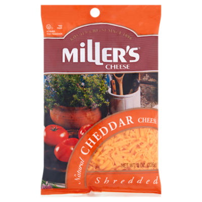 Miller's Cheese Shredded Natural Cheddar Cheese, 8 oz