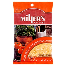 Miller's Shredded Mozzarella & Cheddar Cheese, 8 oz