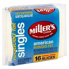 Miller's Singles Reduced Fat White American Cheese, 16 count, 12 oz