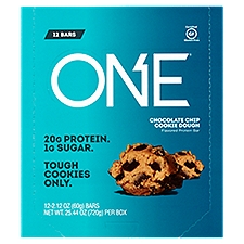 ONE Chocolate Chip Cookie Dough Flavored Protein Bar, 2.12 oz, 12 count