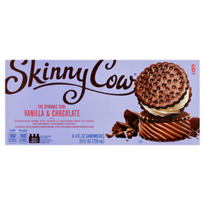Skinny Cow Vanilla & Chocolate Ice Cream Sandwiches, 4 fl oz, 6 count