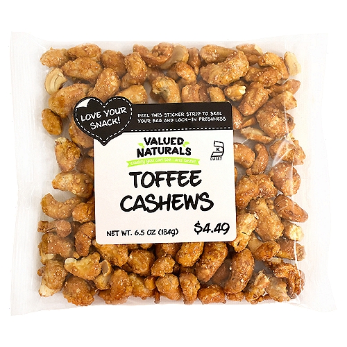 Valued Naturals Toffee Cashews, 6.5 oz