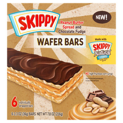 Skippy Peanut Butter Spread and Chocolate Fudge Wafer Bars, 1.3 oz, 6 count