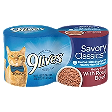 9Lives Savory Classics Meaty Paté with Real Beef Cat Food, 5.5 oz, 4 count, 24 Ounce