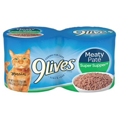 9Lives Savory Classic Super Supper Meaty Paté Cat Food, 5.5 oz, 4 count, 24 Ounce